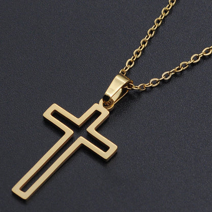 Collar de Cruz de Acero Titanio- Símbolo Cristiano