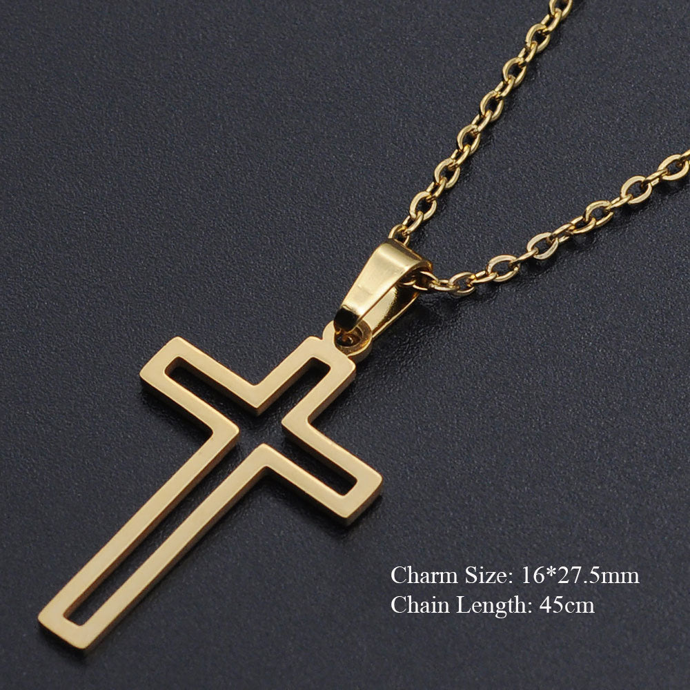 Collar de Cruz de Acero Titanio- Símbolo Cristiano